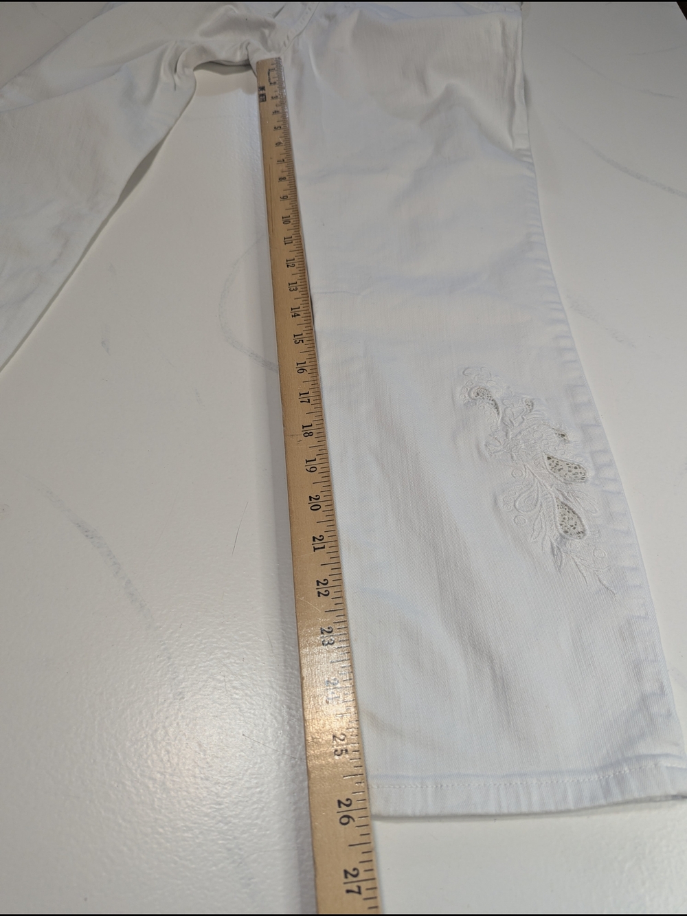 NYDJ Clarissa Embroidered Ankle Stretch White Denim Jeans Lift Tuck Tech Sz 6 - Picture 8 of 8